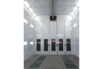 Pitted downdraft paint booth